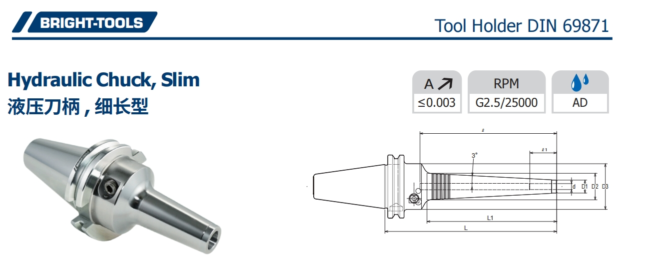 SPECIFICATION OF SK Hydraulic Chuck, Slim
