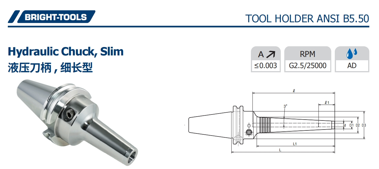 SPECIFICATION OF CAT Hydraulic Chuck, Slim
