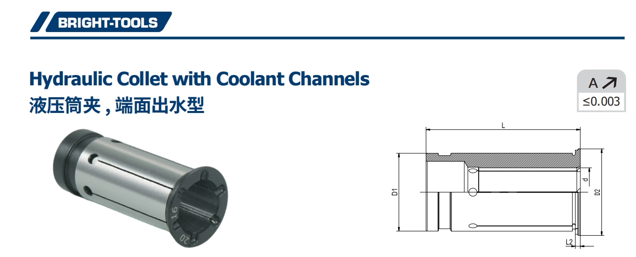 SPECIFICATION OF Hydraulic Collet with Coolant Channels