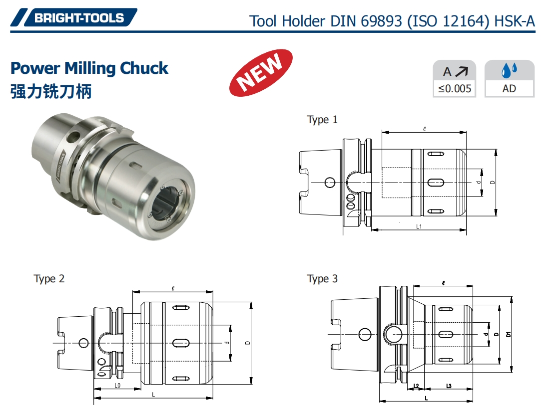 SPECIFICATION OF HSK Power Milling Chuck