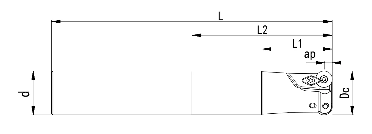 SPECIFICATION OF END MILLING CUTTER, ROUND INSERTS RP1204