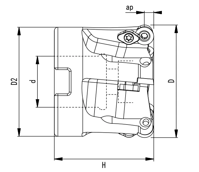 SPECIFICATION OF FACE MILLING CUTTER, ROUND INSERTS RP0802