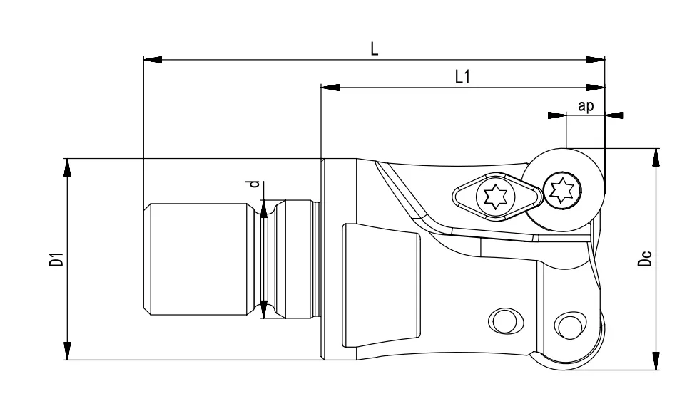 SPECIFICATION OF SCREW-IN MILLING CUTTER, ROUND INSERTS RP1204